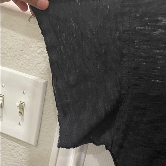 We The Free Black Sheer V-Neck Short Sleeve Tee - Picture 7 of 8